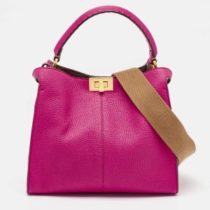 Fendi Pink/Brown Leather Medium Peekaboo X-Lite Top Handle Bag, Satchels - Luxury Closet catalog