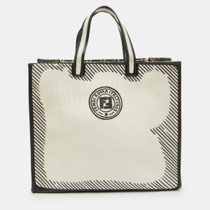 Fendi x Joshua Vides White/Black Coated Canvas Stamp Patch Shopping Tote, Tote Handbags - Luxury Closet catalog
