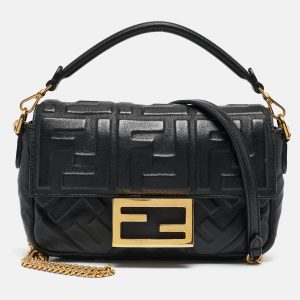 Fendi Black Leather FF Motif Baguette Mini Chain Bag, Handbags - Luxury Closet catalog