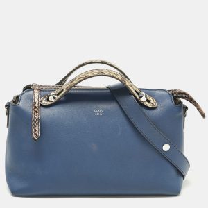 Fendi Navy Blue/Beige Leather and Python Small By The Way Bag, Satchels - Luxury Closet catalog