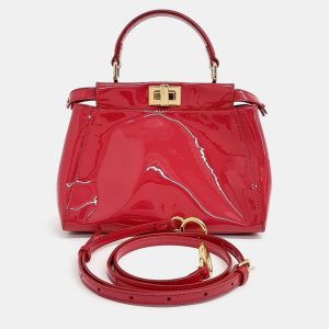 Fendi Red Patent Leather Peekaboo Mini Satchel Bag, Satchels - Luxury Closet catalog