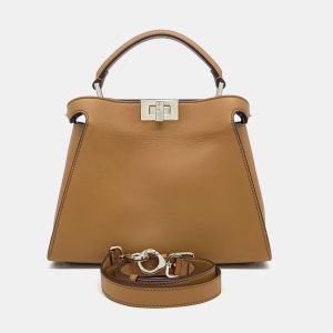 Fendi Brown Leather Peekaboo Essentially Mini Bag, Satchels - Luxury Closet catalog