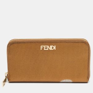 Fendi Gold Embossed Leather Logo Zip Continental Wallet, Wallets & Money Clips - Luxury Closet catalog