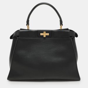 Fendi Black Leather Medium Peekaboo Top Handle Bag, Satchels - Luxury Closet catalog