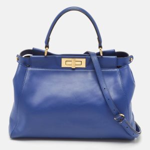 Fendi Blue Leather Regular Peekaboo Top Handle Bag, Satchels - Luxury Closet catalog
