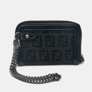 Fendi Black Zucchino Fabric and Leather Zip Coin Purse, Wallets & Money Clips - Luxury Closet catalog