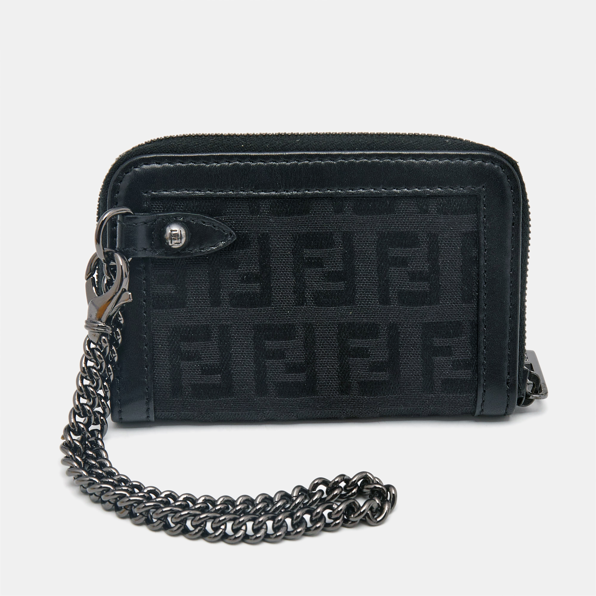Fendi Black Zucchino Fabric and Leather Zip Coin Purse, Wallets & Money Clips - Luxury Closet catalog