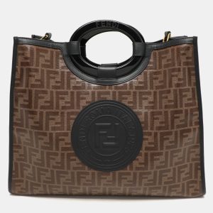 Fendi Tobacco/Black Zucca Coated Canvas and Leather Medium Runaway Shopper Tote, Tote Handbags - Luxury Closet catalog