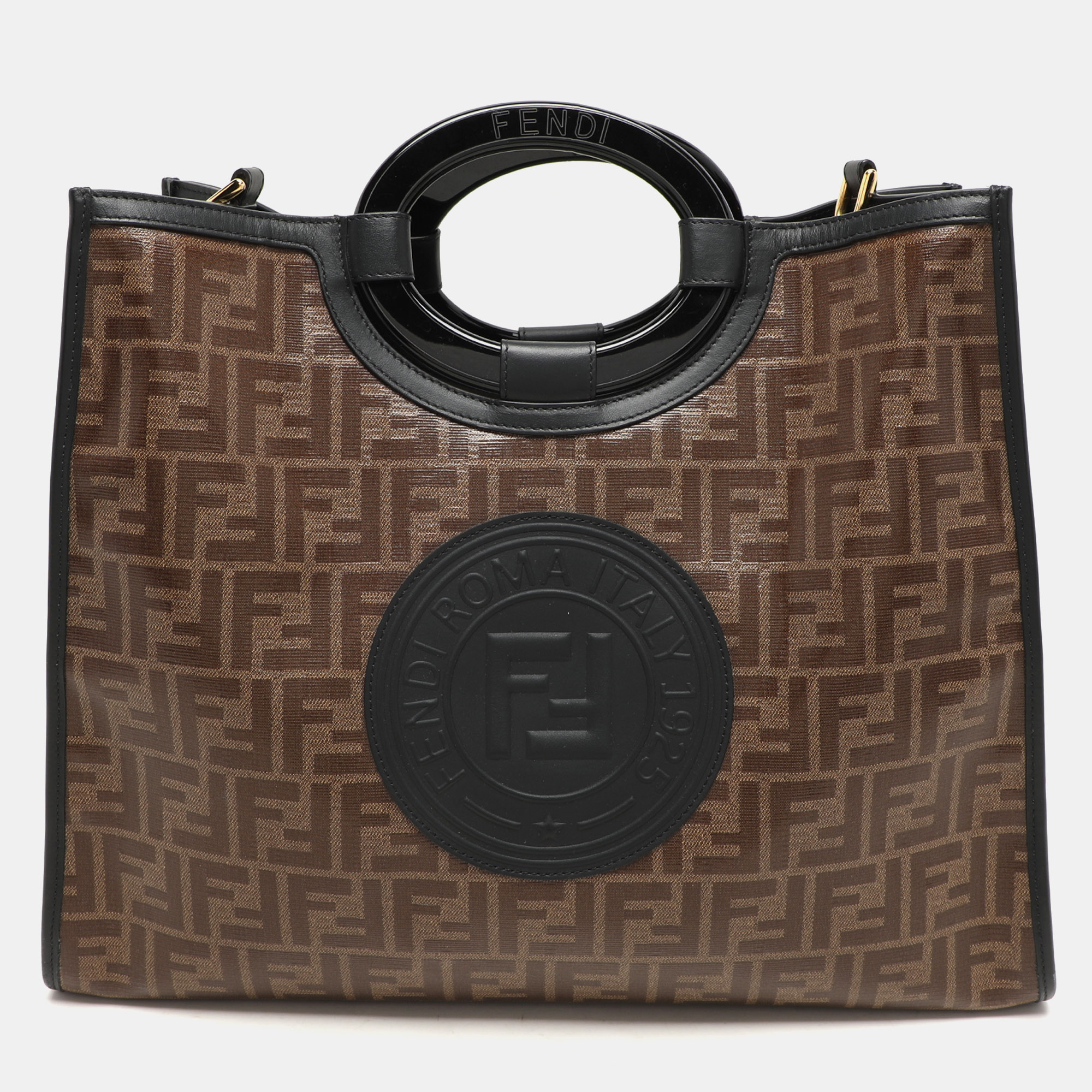 Fendi Tobacco/Black Zucca Coated Canvas and Leather Medium Runaway Shopper Tote, Tote Handbags - Luxury Closet catalog