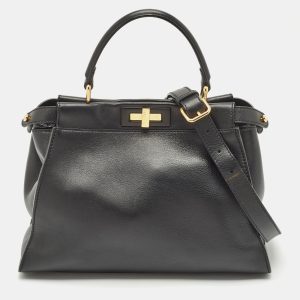 Fendi Black Leather Medium Peekaboo Top Handle Bag, Satchels - Luxury Closet catalog