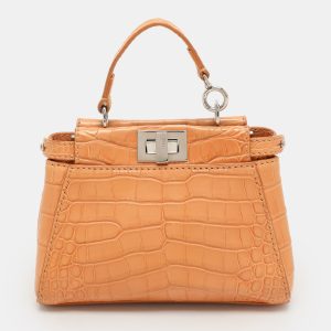 Fendi Brown Crocodile Micro Peekaboo Top Handle Bag, Satchels - Luxury Closet catalog