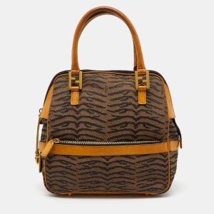 Fendi Tan/Dark Brown Canvas and Leather Vintage Zip Satchel, Satchels - Luxury Closet catalog