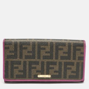 Fendi Tobacco/Pink Zucca Coated Canvas and Leather Flap Continental Wallet, Wallets & Money Clips - Luxury Closet catalog