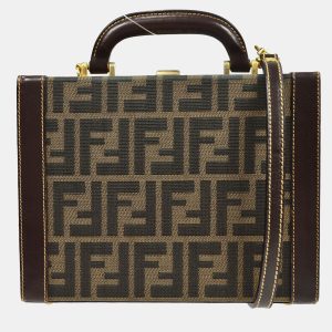Fendi Brown Zucca Canvas Leather Vanity Bag, Handbags - Luxury Closet catalog