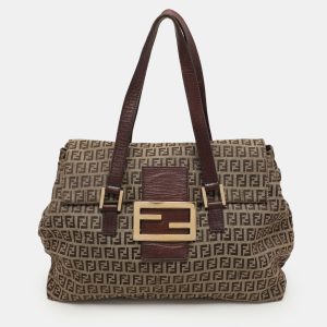 Fendi Beige/Brown Zucchino Canvas and Leather Accordion Tote, Tote Handbags - Luxury Closet catalog