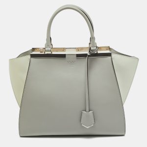 Fendi Light Grey/White Leather Medium 3Jours Tote, Tote Handbags - Luxury Closet catalog