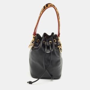 Fendi Black Leather Mini Mon Tresor Drawstring Bucket Bag, Shoulder Bags - Luxury Closet catalog