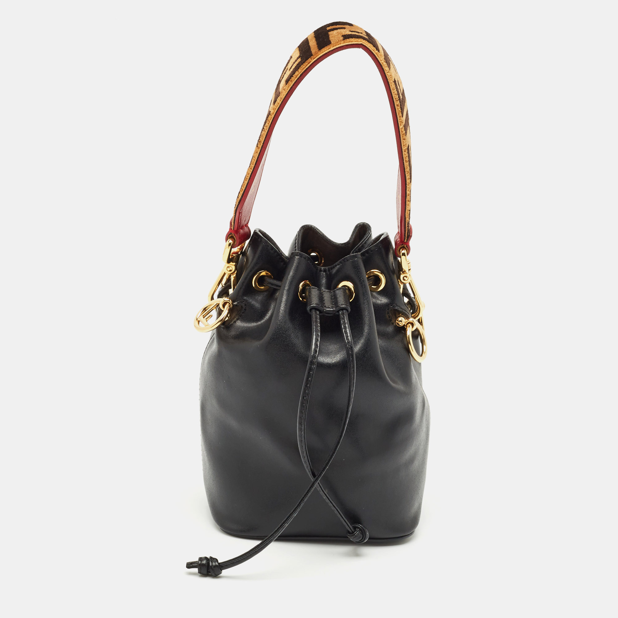 Fendi Black Leather Mini Mon Tresor Drawstring Bucket Bag, Shoulder Bags - Luxury Closet catalog