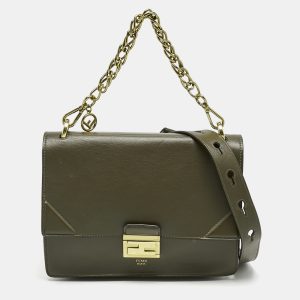 Fendi Olive Green Leather Kan U Shoulder Bag, Shoulder Bags - Luxury Closet catalog