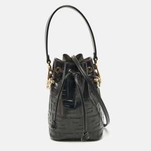 Fendi Black Zucca Embossed Leather Mini Mon Tresor Bucket Bag, Handbags - Luxury Closet catalog