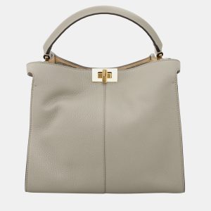 Fendi X-Lite Peekaboo Medium Grey Leather Bag, Satchels - Luxury Closet catalog