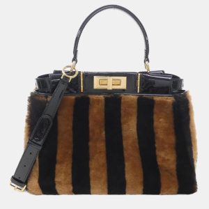 Fendi Peekaboo Black/Brown Fur and Peekaboo Leather Satchel Bag, Satchels - Luxury Closet catalog