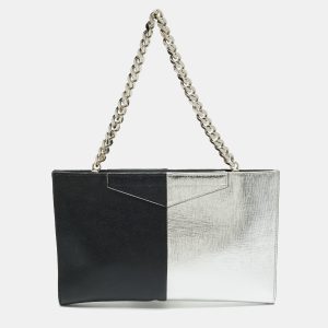 Fendi Silver/Black Leather Grande Chain Pochette, Clutches & Special Occasion Bags - Luxury Closet catalog