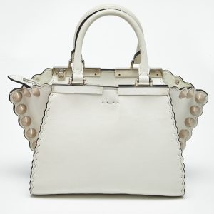 Fendi White Leather Petite Studded 3Jours Tote, Tote Handbags - Luxury Closet catalog