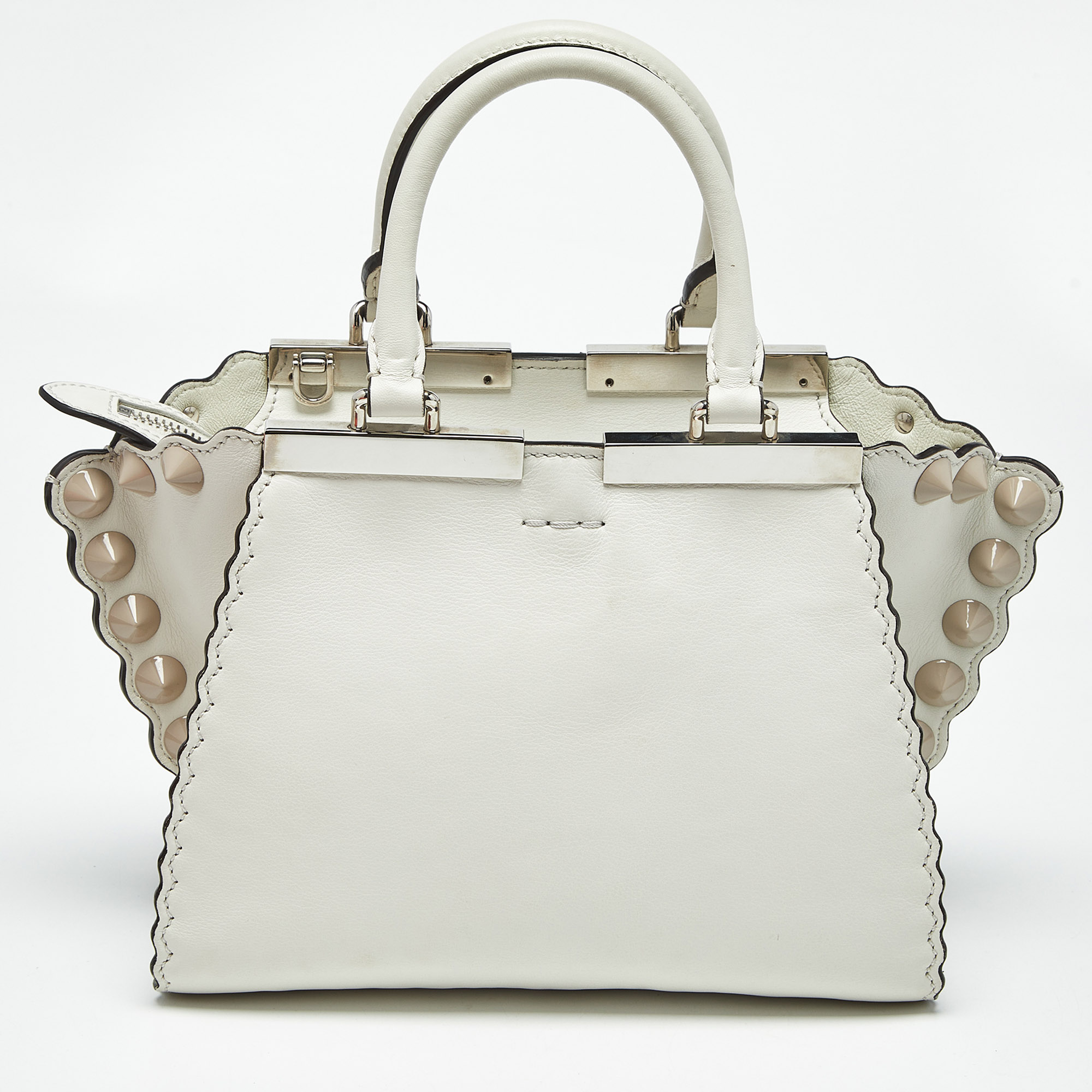 Fendi White Leather Petite Studded 3Jours Tote, Tote Handbags - Luxury Closet catalog