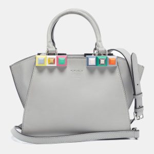 Fendi Grey Leather Mini Studded 3Jours Tote, Tote Handbags - Luxury Closet catalog