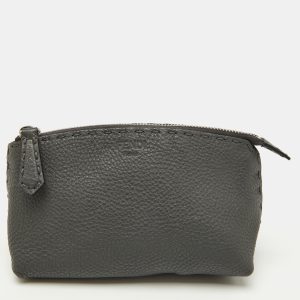 Fendi Grey Leather Cosmetic Pouch, Clutches & Special Occasion Bags - Luxury Closet catalog