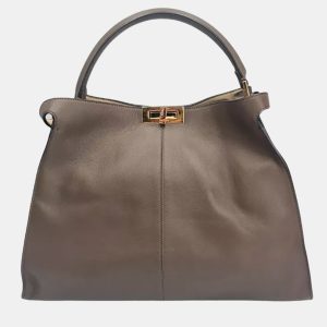 Fendi Peekaboo X-Lite Brown Leather Tote, Tote Handbags - Luxury Closet catalog