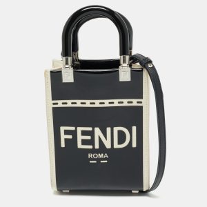 Fendi Black/Cream Patent Leather and Canvas Mini Sunshine Tote, Tote Handbags - Luxury Closet catalog