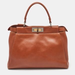 Fendi Brown Leather Medium Peekaboo Top Handle Bag, Satchels - Luxury Closet catalog
