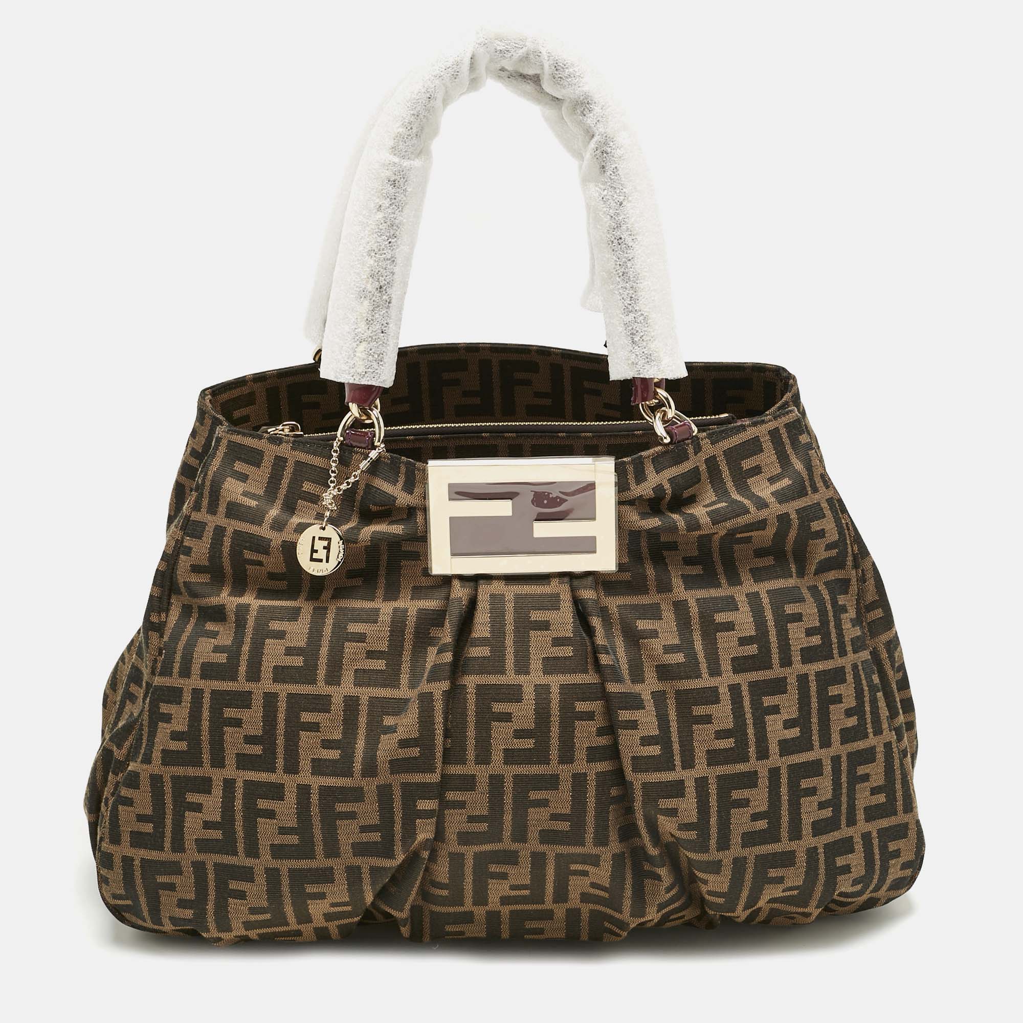Fendi Tobacco/Purple Zucca Canvas and Patent Leather Large Mia Shoulder Bag, Shoulder Bags - Luxury Closet catalog