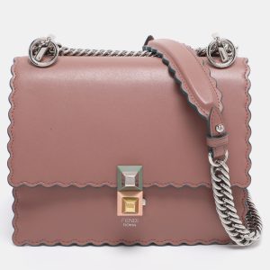 Fendi Old Rose Leather Mini Scalloped Studded Kan I Shoulder Bag, Shoulder Bags - Luxury Closet catalog