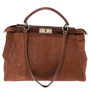 Fendi Cinnamon Brown Python Large Peekaboo Top Handle Bag, Satchels - Luxury Closet catalog