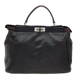 Fendi Black/Dark Brown Leather Large Peekaboo Top Handle Bag, Satchels - Luxury Closet catalog