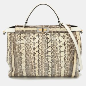 Fendi Beige/Black Python Leather Large Peekaboo Top Handle Bag, Satchels - Luxury Closet catalog