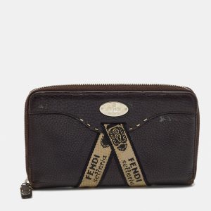 Fendi Black Sellieria Leather Logo Zip Around Continental Wallet, Wallets & Money Clips - Luxury Closet catalog