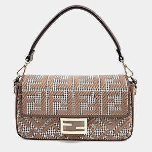 Fendi Brown Jacquard Baguette Shoulder Bag, Shoulder Bags - Luxury Closet catalog