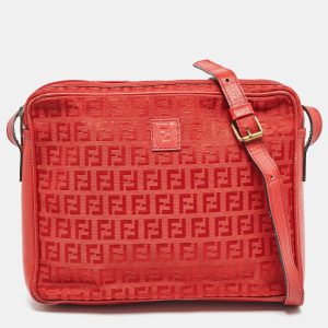 Fendi Red Zucchino Canvas and Leather Crossbody Bag, Handbags - Luxury Closet catalog