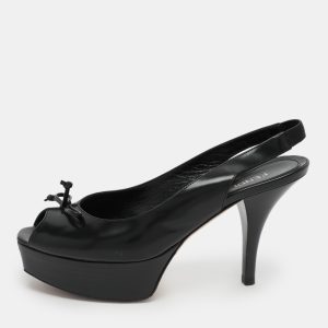 Fendi Black Leather Fendista Platform Slingback Pumps Size 38, Pumps - Luxury Closet catalog