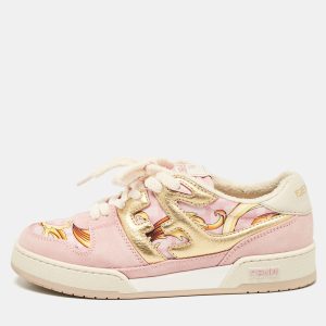 Fendi Pink/Gold Leather and Suede Fendace Lace Up Sneakers Size 38, Athletic Shoes & Sneakers - Luxury Closet catalog
