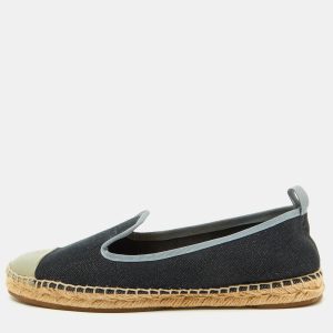 Fendi Navy Blue/Grey Denim and Patent Leather Junia Cap Toe Espadrille Flats Size 38, Flats - Luxury Closet catalog