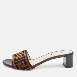 Fendi Two Tone Zucca Velvet Slide Sandals Size 39, Sandals - Luxury Closet catalog