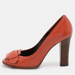 Fendi Orange Patent Leather B Buckle Pumps Size 36.5, Pumps - Luxury Closet catalog