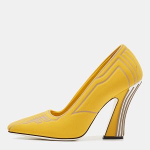 Fendi Yellow Fabric F Freedom Block Heel Pumps Size 38, Pumps - Luxury Closet catalog