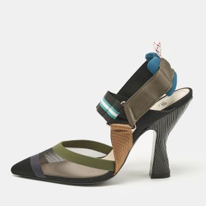 Fendi Multicolor Mesh and Fabric Colibri Slingback Pumps&nbsp;Size 37, Pumps - Luxury Closet catalog