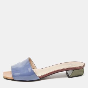 Fendi Blue Patent Leather Open Toe Slide Sandals Size 38, Sandals - Luxury Closet catalog